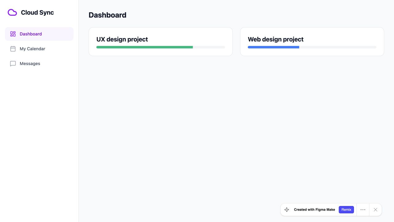 Early CloudSync dashboard prototype