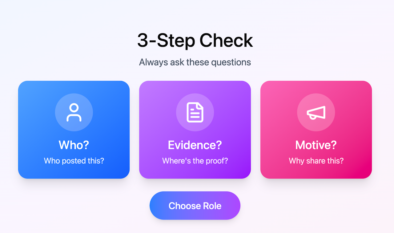 Info Judgment three-step source, evidence, and motive check
